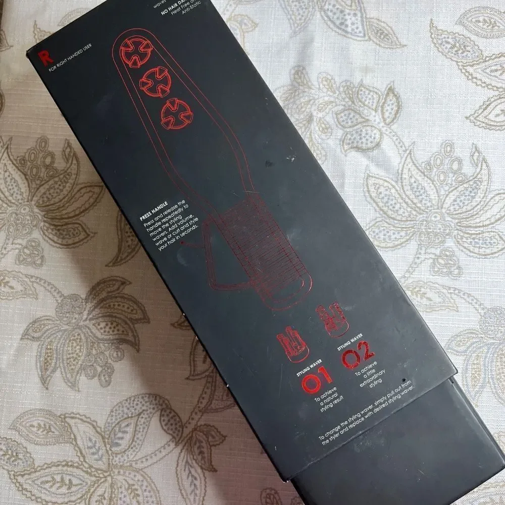 Cirrus Curly and Ripply Hair Styling Waver Tool 3 Ways Right Handed Black & Red